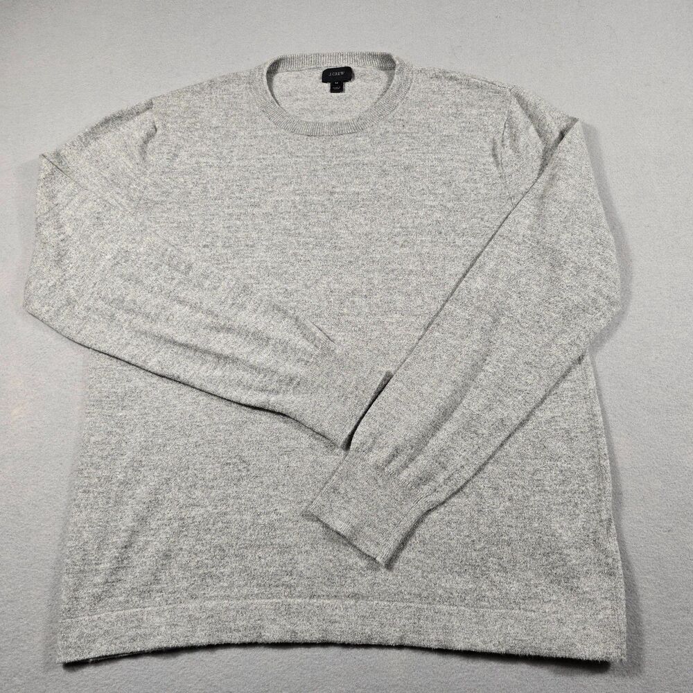 J.Crew Men's Medium Heather Gray Crewneck Pullover Knit Sweater 100% Cotton